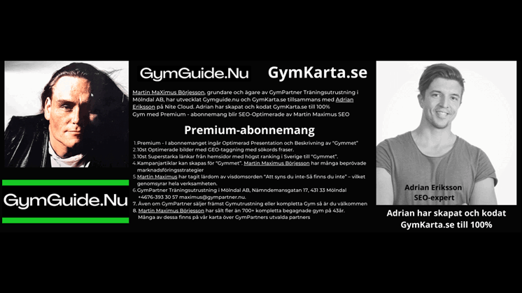 MaXimus The GymPartner  Hey, I’m a Small Business Owner, Personal Trainer, and Designer in Gothenburg, Sweden. I am a fan of gym, business, and design. More content coming soon! :)  In the meantime you can find me here or on about.me  Martin Maximus have sold over 700+ complete used gyms in 40 years Many of these can be found on our map of GymPartner's selected partners Du kanske vill läsa dessa också?