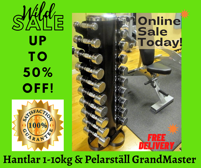 Kromade hantlar 10par nya 1-10kg GrandMaster - Hantlar 1-10kg & Pelarställ GrandMaster.png